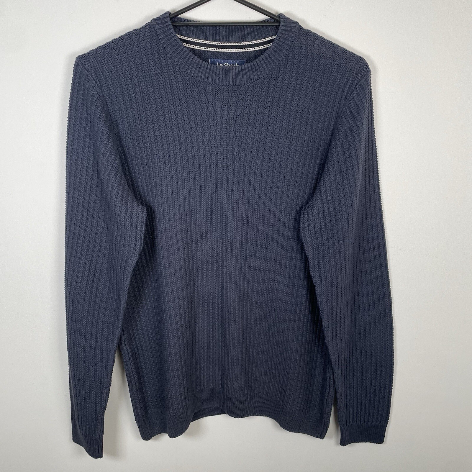 Le Shark Crew Neck Jumper Knit Pullover Sweater Navy Mens Size M