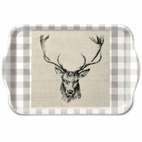 Tablett, Tray Checked Stag Head 13X21Cm Ambiente | Hirsch