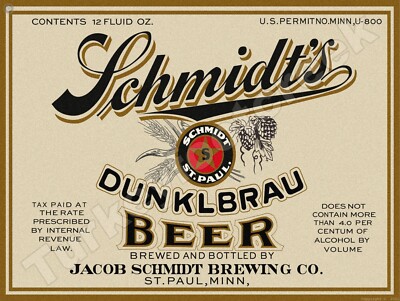 Schmidt's Dunklbrau Beer Label 18'' x 24'' Metal Sign