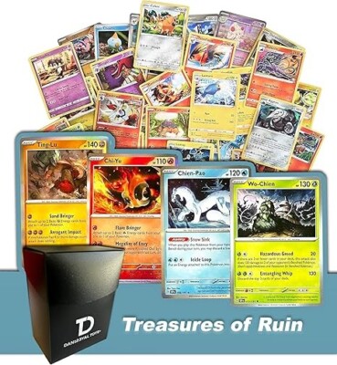 Pokmon Treasures of Ruin TCG Assortment ||+ 6 Holo + 6 High HP Cards +  Deck Box | eBay