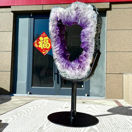 10.82LB Natural Amethyst Cave Crystal Slice Crescent shaped Hand Cut Repai - 第 13/14 張圖片