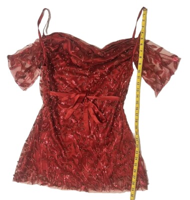 open lace back dress Wine Red 1950s Sequin Deep-V Mesh Dress main image 1