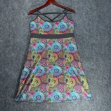 Lola Dress Womens Large Stretch Knit Sleeveless Sundress Bold Print Pullover