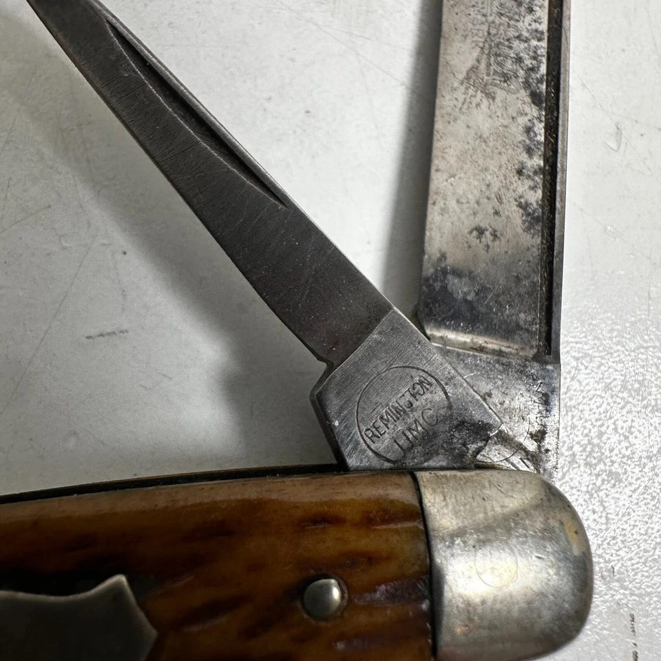Cuchillo plegable vintage Remington UMC R1913 mango de madera bloqueo de dos hojas Foto 4 de 4