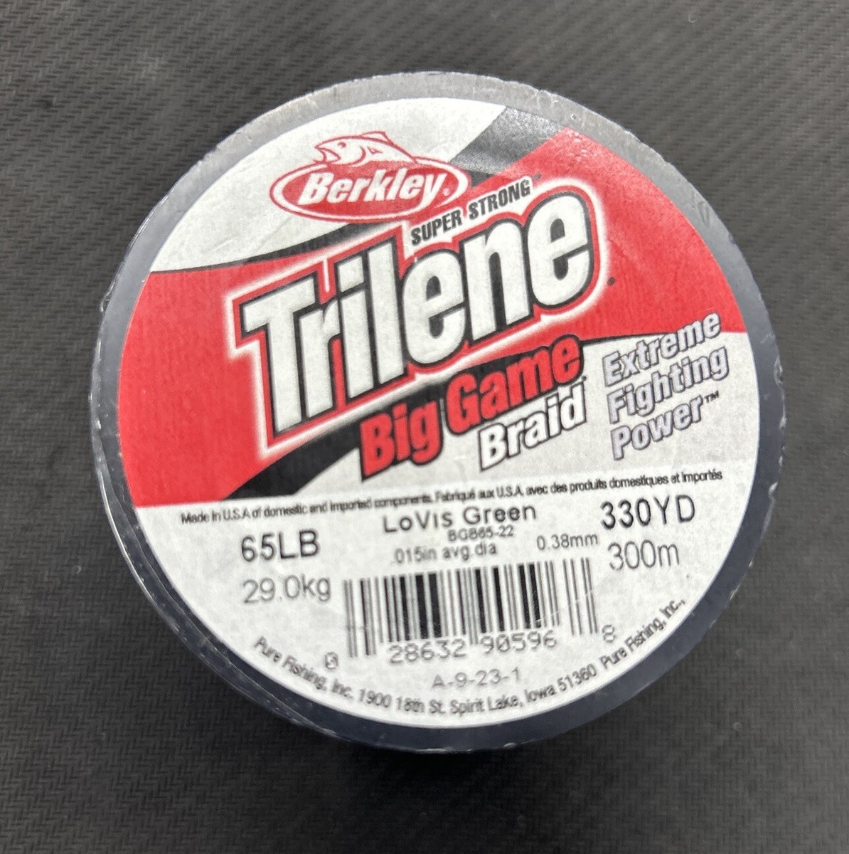 Berkley Trilene Big Game Braid 65LB, 330YD - LoVis Green Free