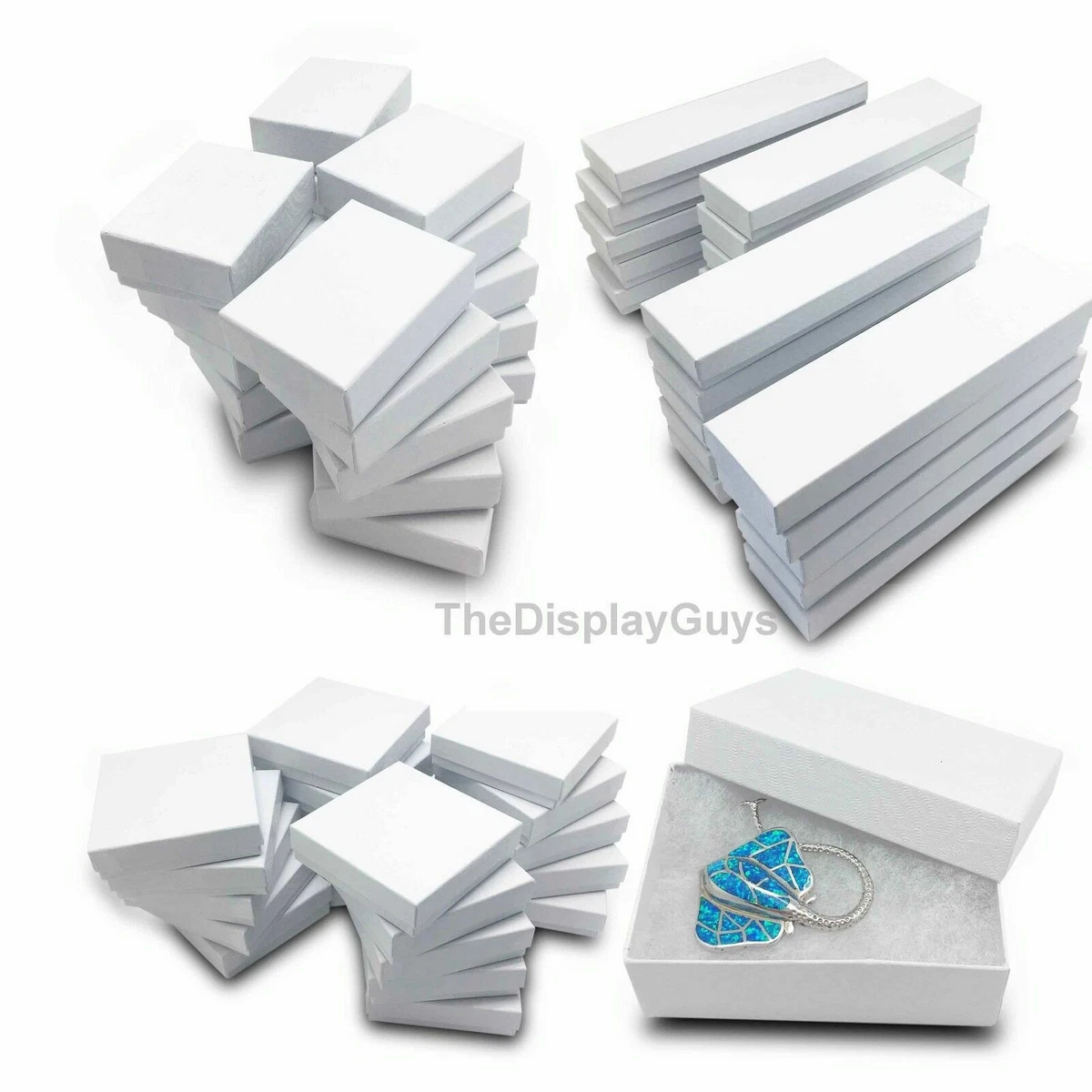 Paper Jewelry Gift Boxes With Cotton Fill Padding Jewelry Packaging Ring  Earring