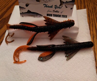 ebay.com lizard fishing lure LAKE FORK CO HYPER legged beasts are notorious for raiding their nests Zoom 8" Magnum Lizard Junebug