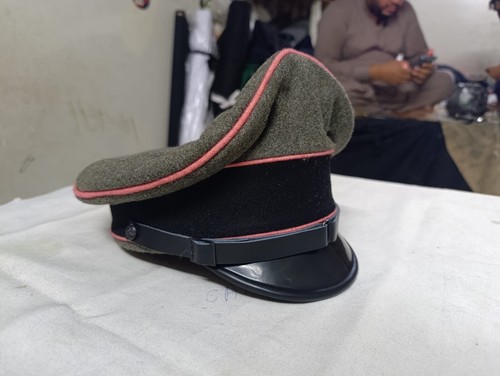 WWII German Waffen SS Panzer Officer Visor Cap with Complete Metal Badges - Picture 5 of 6