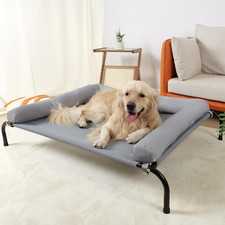 Cooling Elevated Dog Bed with Pillows,Portable Washable Raised Dog Cot with Chew