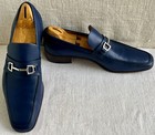 Gucci 247499 Men’s Navy Maritime Lifford Silvertone Horsebit Loafers G 8 US 8.5 — photo 1