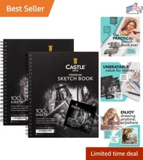 Premium Sketch Book - 9x12 Double Sketch Pad Pack - 200 Sheets, 90gsm Paper