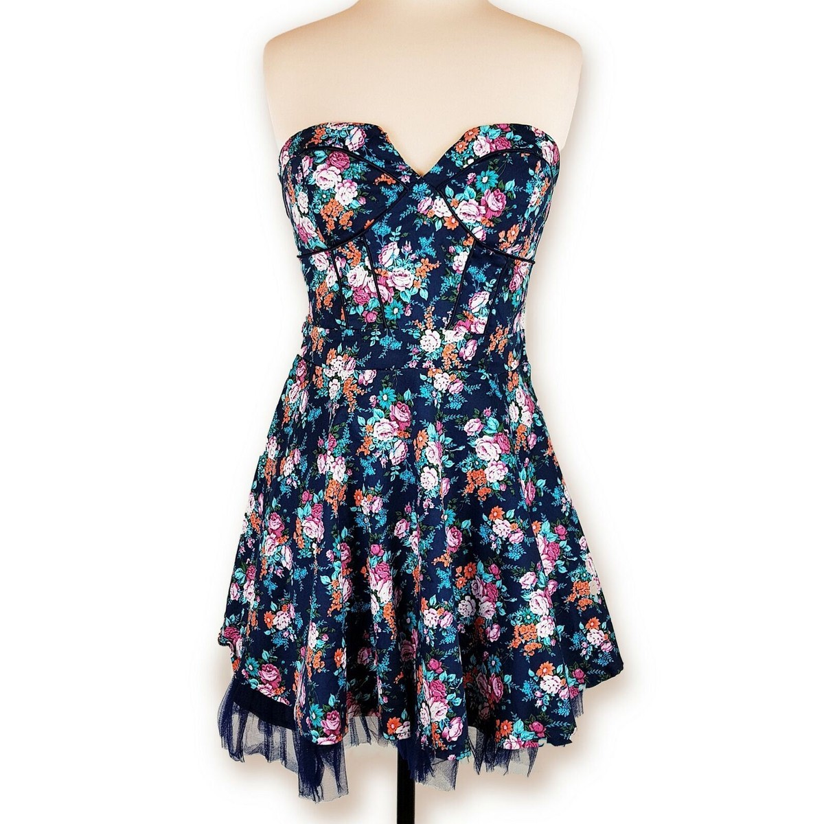 white christmas dresses Flower Print Bandeau Casual Mini Dress