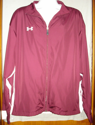 Under Armour Jacket Mens Size XL Maroon Red Full Zip Windbreaker