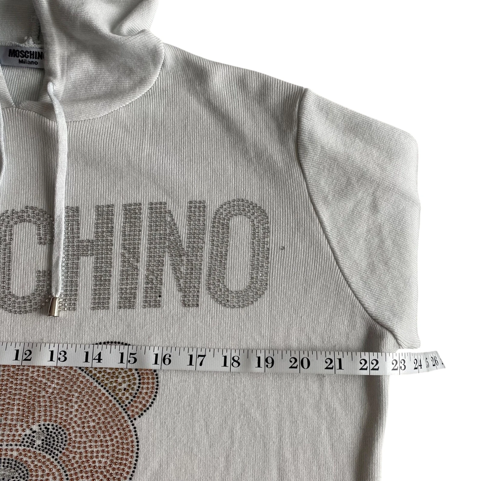 Felpa con cappuccio Moschino Milano taglia M L strass casual designer tempo libero