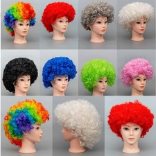Parrucche afro capelli ricci abito fantasia festa costume funky discoteca clown uomo donna anni 70