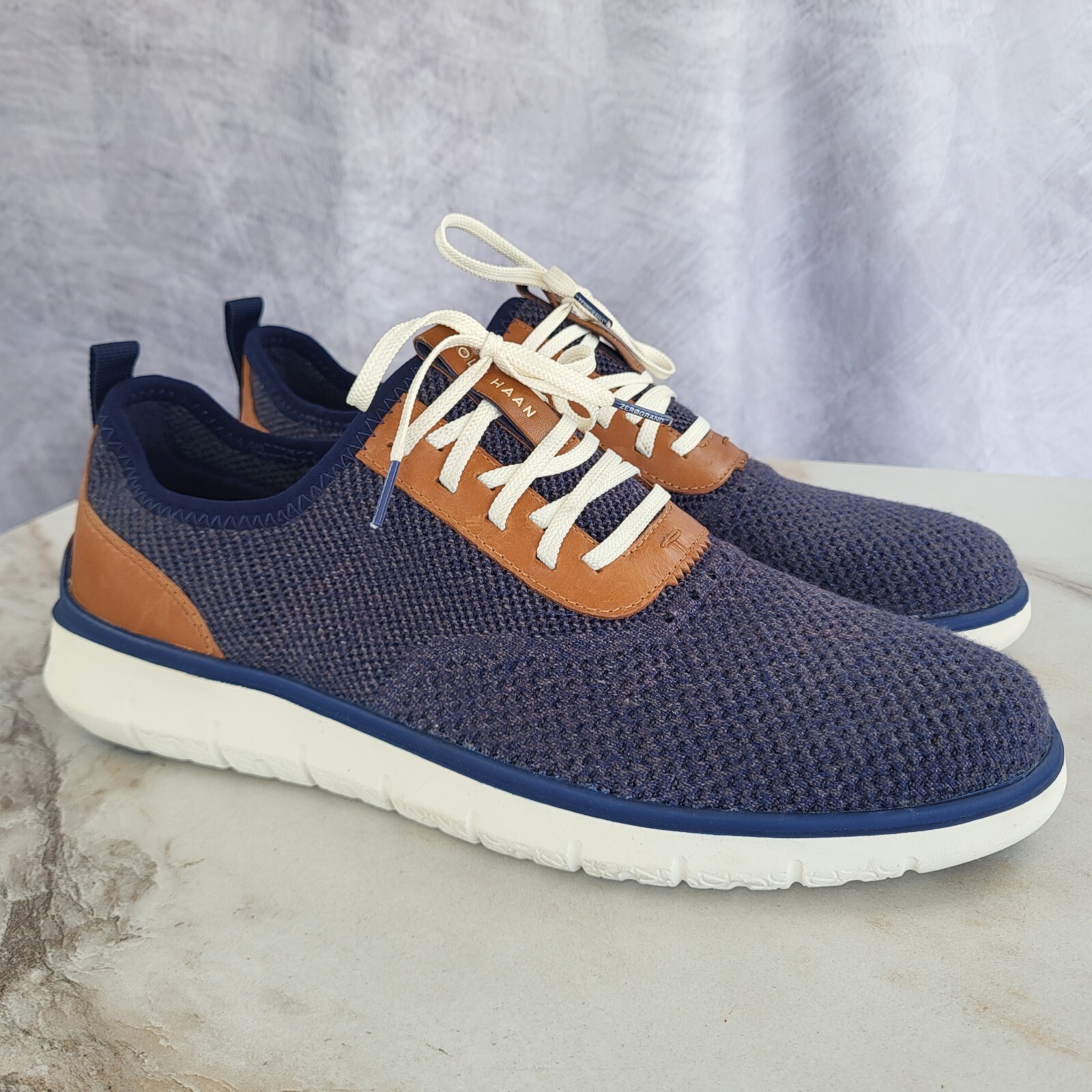 SAOLA Scarpe Oxford COLE HAAN Zero Grand Stichlite in maglia da uomo taglia 12 M blu