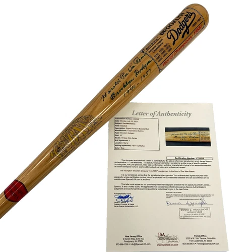 Baseball MLB Original Autographed Bats Pee Wee Reese