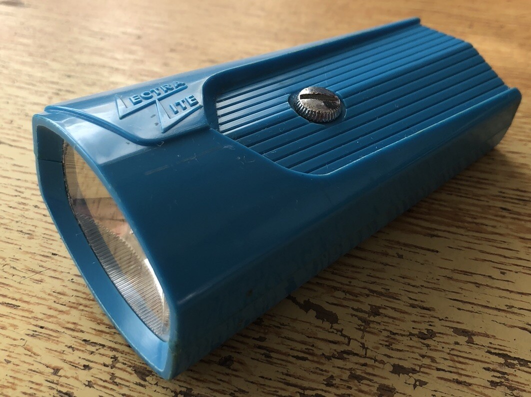 Lectra Lite Flashlight Torch Plastic 1950s-70s USA MADE Blue BMG