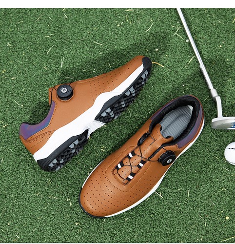 Herren Leder Golfschuhe Wasserdicht Rutschfest Leder Outdoor Trainingsschuhe  - Bild 10 von 20