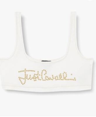 Just Cavalli Top Trägertop Mode Damen Cropped - Stretch, Nieten