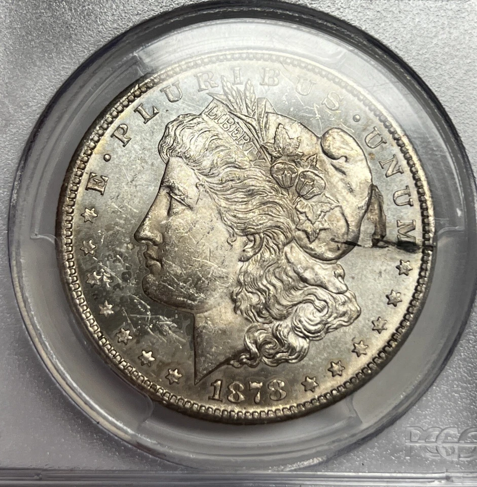 1878-CC PCGS MS62 Struck-Thru Obverse MINT ERROR Morgan Silver Dollar U.S. Coin - Image 2 of 4
