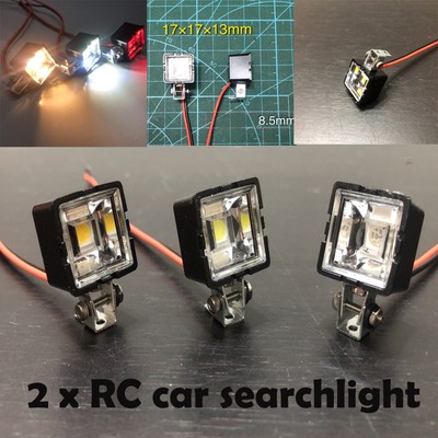 2Pcs 1/10 Searchlight LED Lamp for SCX10 TRX4 D90 TF2 Tamiya CC01 RC Car Truck