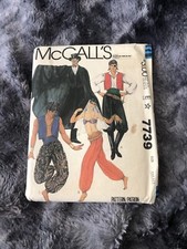 VTG McCalls Costume Pattern 7739 UNCUT Adult Small  Harem Pants Cape Vest Bra