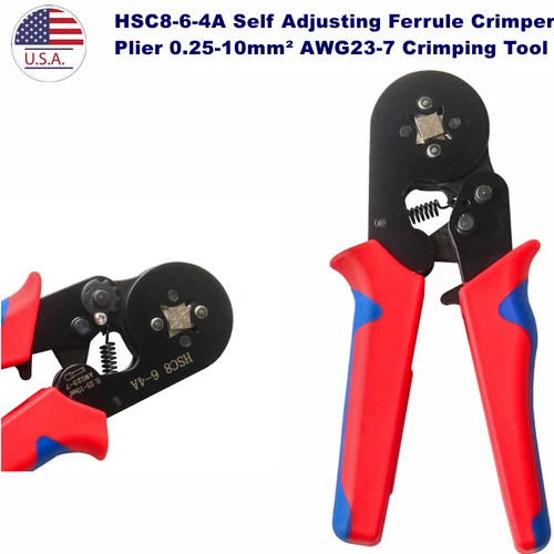 HSC8-6-4A Self Adjusting Ferrule Crimper Plier 0.25-10mm² AWG23-7 Crimping Tool