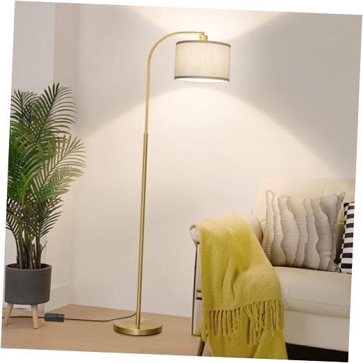 Modern Dimmable LED Arc Floor Lamp in Gold - Adjustable Standing Light
