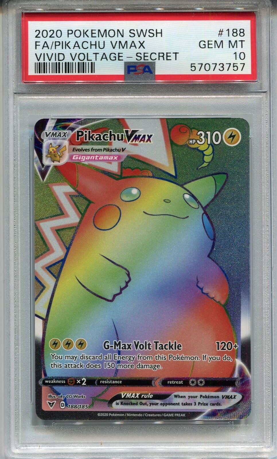 Pikachu VMAX - 188/185 - Secret Rare - Pokemon Singles » Sword