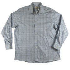 Michael Michael Kors Dress Shirt Mens 17 34/35 Blue Check Regular Fit Non Iron