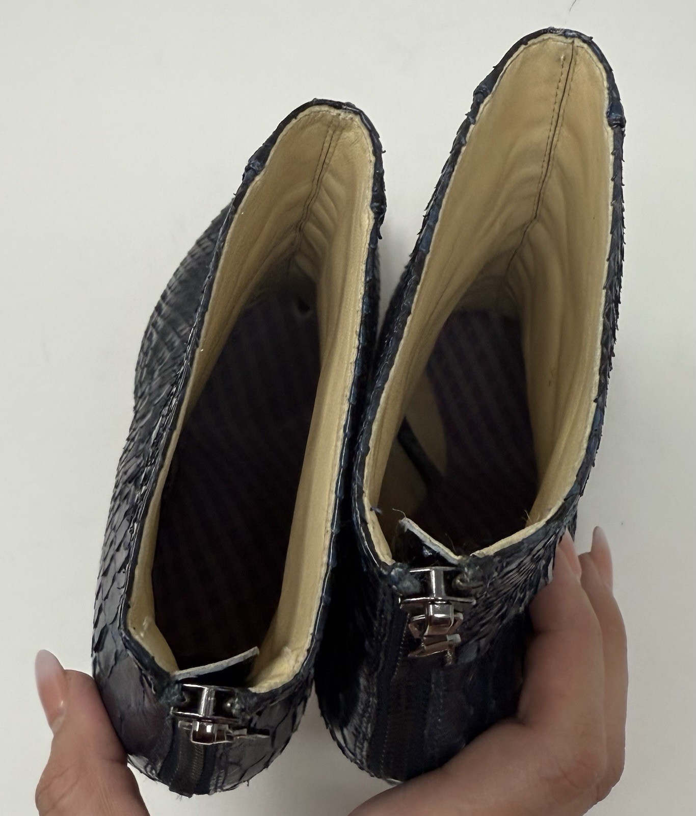 Alexandre Birman Navy Blue Python Snakeskin Leath… - image 19