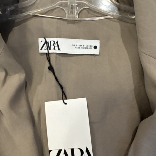 ZARA Minimalist FLOWY Crossover JACKET Tan| SIZE Small NEW WITH TAGS Lightweight - Picture 3 of 15