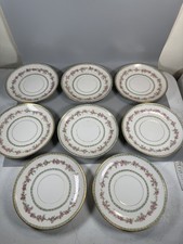 Vintage GOA France Floral Dessert Plates Set 8 Gold Trim 5.5” Limoges