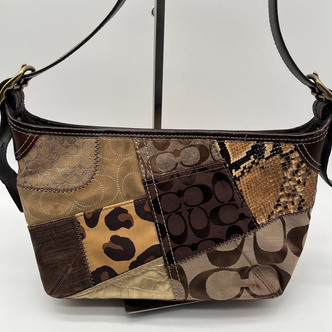 Coach Patchwork 2Way Shoulder Handbag Leather Sue… - image 8