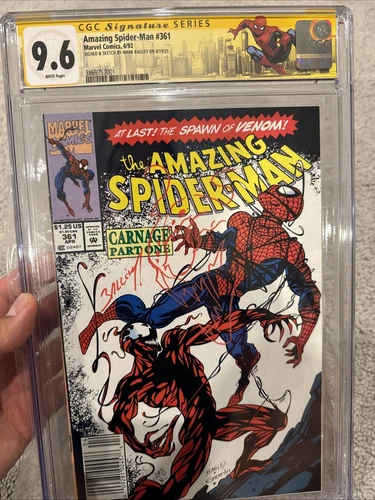AMAZING SPIDER-MAN #361 CGC 9.6  NEWSSTAND 1st App Carnage SIGNED Sketch BAGLEY