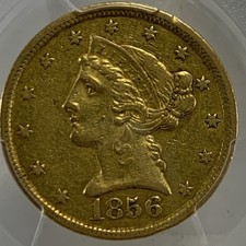 1856-C $5 Liberty Head Half Eagle Gold Coin Graded XF45 PCGS