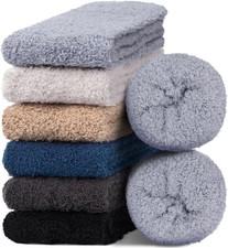 6 Pairs Men  s Fuzzy Slipper Socks Winter Warm Thick Soft Plush House Socks
