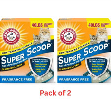 2 pack ARM & HAMMER Super Scoop Fragrance Free Clumping Clay Cat Litter, 40 lb 0.52 per pound