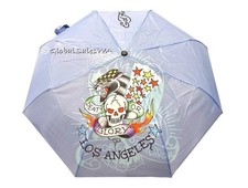Ed Hardy Blue/multicolor Skull Stars and Glory Matching Cover Auto Open Umbrella