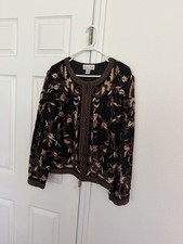 Vintage rare find Laurence Kazar Beaded Embroidered Jacket 1X 100 silk shell