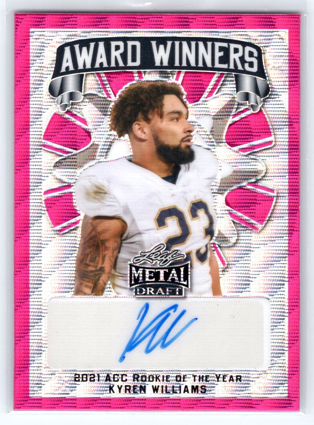 Kyren Williams Leaf Metal Draft Award Winners Autographs #AWKW2 Pink Wave