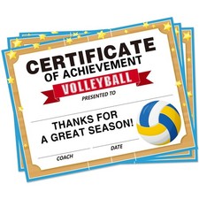 30 Pieces Volleyball Certificate of Achievement Childrens Volleyball Certific...