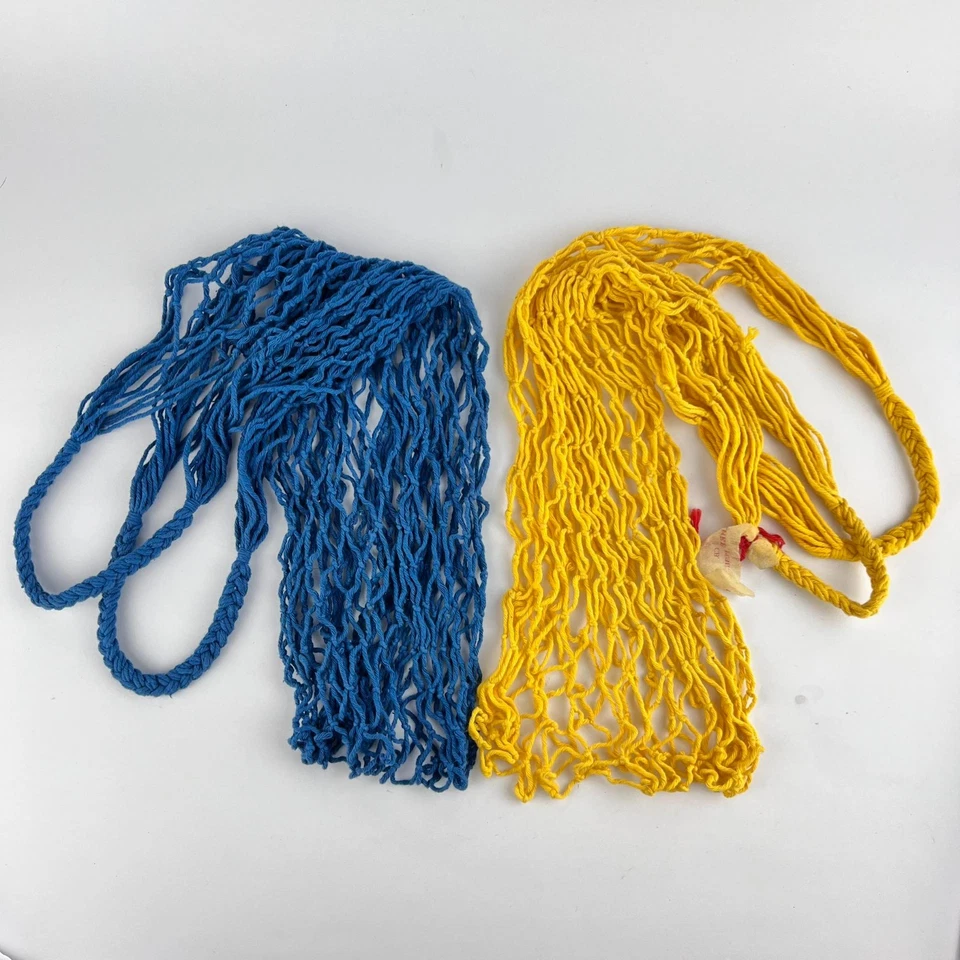 2 Vintage 1970s USSR Mesh String Shopping Bags Avoska with Tag Ukraine Eco - Image 2 of 4