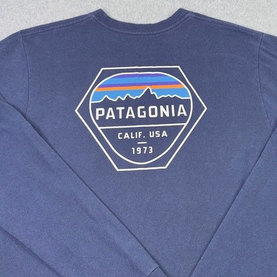 Patagonia Navy Fitz Roy Hex Responsibili-Tee Long Sleeve Graphic Men's Size M
