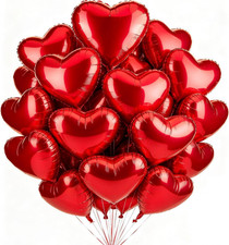 30Pcs 18In Red Heart Balloons for Valentine'S Day Decorations, Large Foil Claret