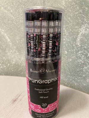 Bruno Visconti Fun Graphix Mechanical Pencils With Sharpener On Top 2.0 24 Pack