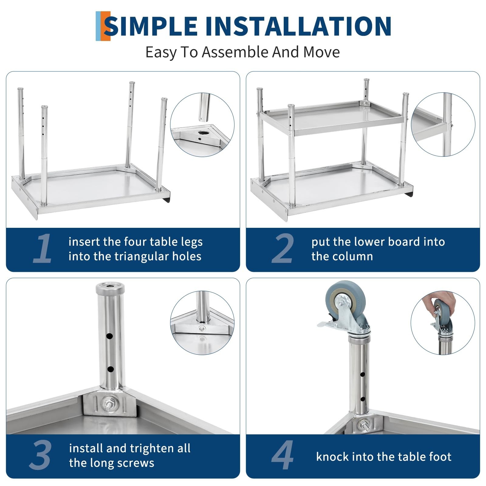 28"x24"x30" Stainless Steel Equipment Grill Stand Table with Wheels NSF 400 lbs