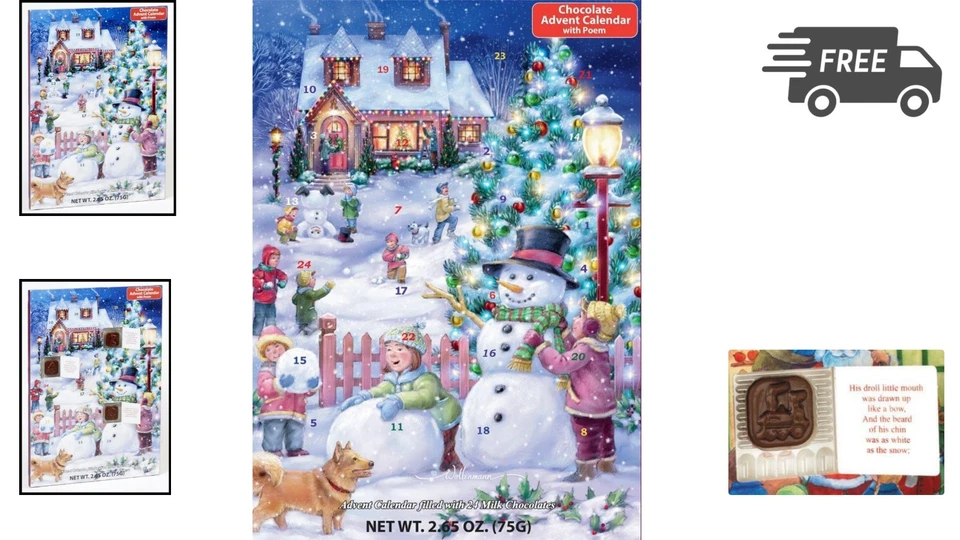 Christmas Advent Calendar Chocolate Countdown Kid Gift 2.6 OZ - Image 2 of 4