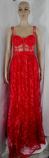 Windsor Red Alina Formal Illusion Lace A-Line Maxi Dress Women's Small New  ****